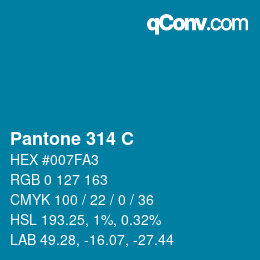 颜色代码: Pantone 314 C | qconv.com