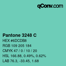 颜色代码: Pantone 3248 C | qconv.com