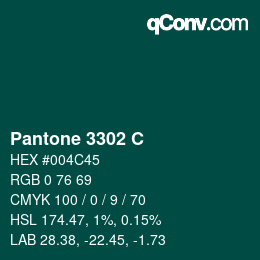 Code couleur: Pantone 3302 C | qconv.com