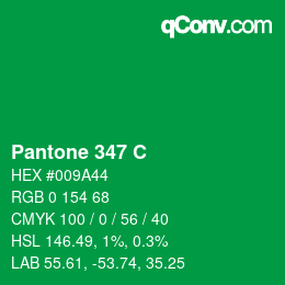 颜色代码: Pantone 347 C | qconv.com