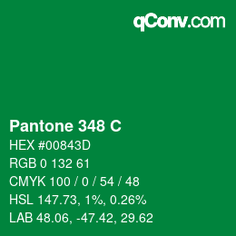 颜色代码: Pantone 348 C | qconv.com