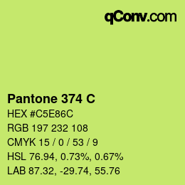 颜色代码: Pantone 374 C | qconv.com