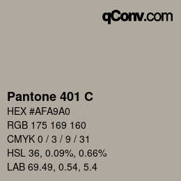 カラーコード: Pantone 401 C | qconv.com