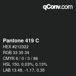 カラーコード: Pantone 419 C | qconv.com
