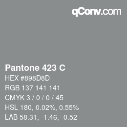 颜色代码: Pantone 423 C | qconv.com