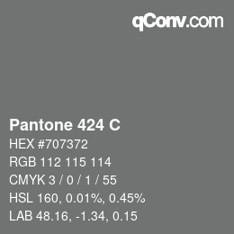 カラーコード: Pantone 424 C | qconv.com