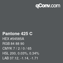 Code couleur: Pantone 425 C | qconv.com