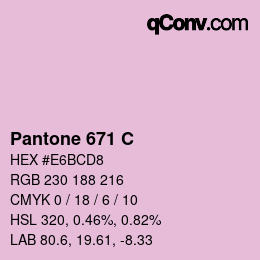 Code couleur: Pantone 671 C | qconv.com