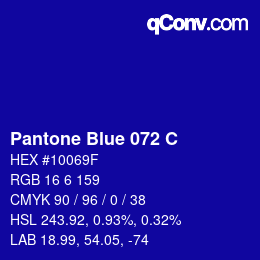 颜色代码: Pantone Blue 072 C | qconv.com