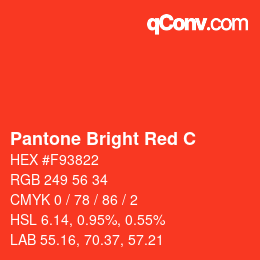 Farbcode: Pantone Bright Red C | qconv.com