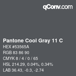 Farbcode: Pantone Cool Gray 11 C | qconv.com