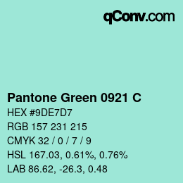 Color code: Pantone Green 0921 C | qconv.com