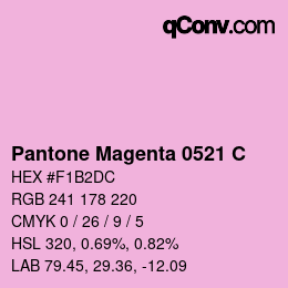 カラーコード: Pantone Magenta 0521 C | qconv.com