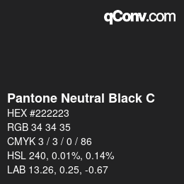 Color code: Pantone Neutral Black C | qconv.com