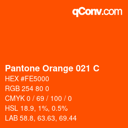Código de color: Pantone Orange 021 C | qconv.com