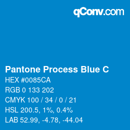 カラーコード: Pantone Process Blue C | qconv.com