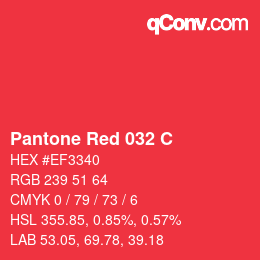 Farbcode: Pantone Red 032 C | qconv.com