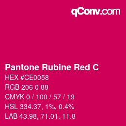 Código de color: Pantone Rubine Red C | qconv.com