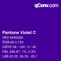 颜色代码: Pantone Violet C | qconv.com
