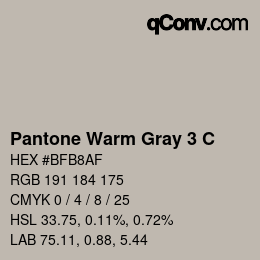 颜色代码: Pantone Warm Gray 3 C | qconv.com