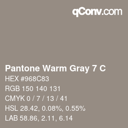 Color code: Pantone Warm Gray 7 C | qconv.com