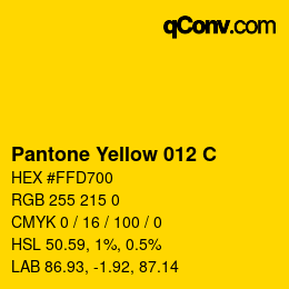 Farbcode: Pantone Yellow 012 C | qconv.com