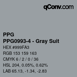 カラーコード: PPG - PPG0993-4 - Gray Suit | qconv.com