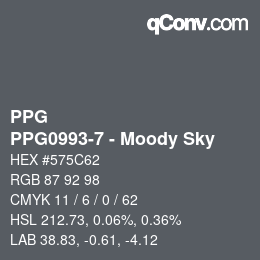 Código de color: PPG - PPG0993-7 - Moody Sky | qconv.com