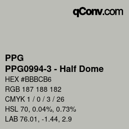 カラーコード: PPG - PPG0994-3 - Half Dome | qconv.com