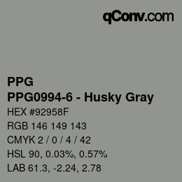 カラーコード: PPG - PPG0994-6 - Husky Gray | qconv.com