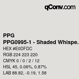 Código de color: PPG - PPG0995-1 - Shaded Whisper | qconv.com