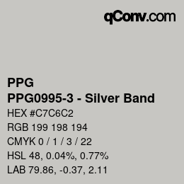 Código de color: PPG - PPG0995-3 - Silver Band | qconv.com