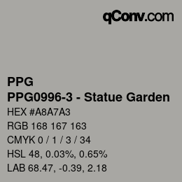 カラーコード: PPG - PPG0996-3 - Statue Garden | qconv.com