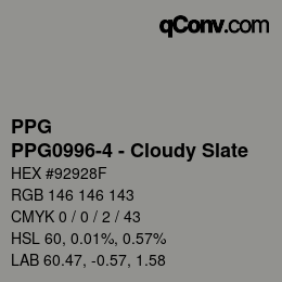 Código de color: PPG - PPG0996-4 - Cloudy Slate | qconv.com