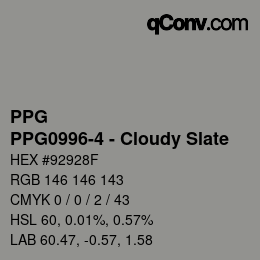 カラーコード: PPG - PPG0996-4 - Cloudy Slate | qconv.com
