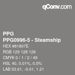 カラーコード: PPG - PPG0996-5 - Steamship | qconv.com