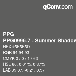 カラーコード: PPG - PPG0996-7 - Summer Shadow | qconv.com