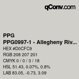 カラーコード: PPG - PPG0997-1 - Allegheny River | qconv.com