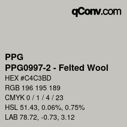 Código de color: PPG - PPG0997-2 - Felted Wool | qconv.com
