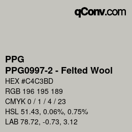 カラーコード: PPG - PPG0997-2 - Felted Wool | qconv.com