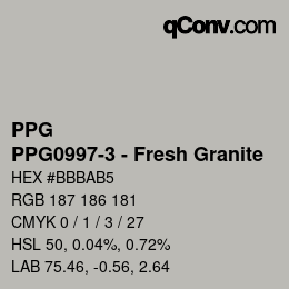 Code couleur: PPG - PPG0997-3 - Fresh Granite | qconv.com