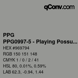 Código de color: PPG - PPG0997-5 - Playing Possum | qconv.com