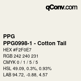 Código de color: PPG - PPG0998-1 - Cotton Tail | qconv.com