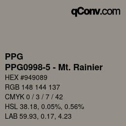 カラーコード: PPG - PPG0998-5 - Mt. Rainier | qconv.com