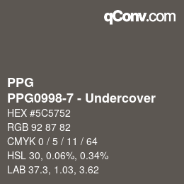 Código de color: PPG - PPG0998-7 - Undercover | qconv.com