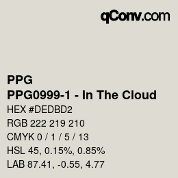 カラーコード: PPG - PPG0999-1 - In The Cloud | qconv.com