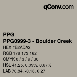 カラーコード: PPG - PPG0999-3 - Boulder Creek | qconv.com