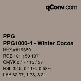 カラーコード: PPG - PPG1000-4 - Winter Cocoa | qconv.com