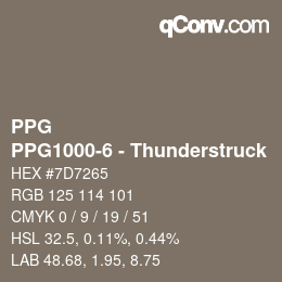 Código de color: PPG - PPG1000-6 - Thunderstruck | qconv.com