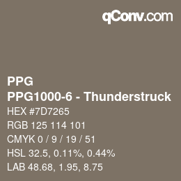 カラーコード: PPG - PPG1000-6 - Thunderstruck | qconv.com